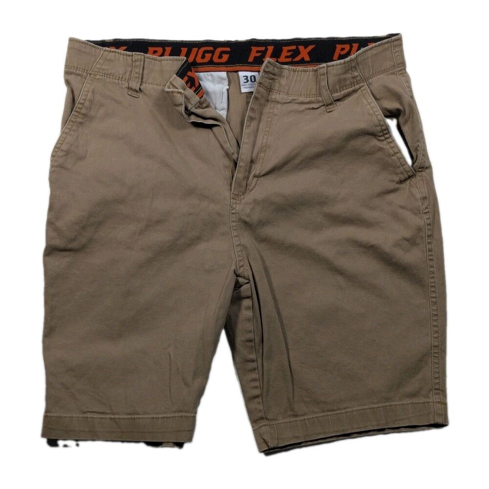 Plugg Flex Men's Khaki Chino Flat Front Shorts